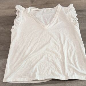 White Lace Sleeve V-Neck Women’s Top